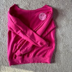 Etsy pink light night bolt smily face with checker hoodie size xs